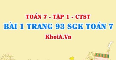 Bài 1 trang 93 SGK Toán 7 tập 1 Chân trời sáng tạo